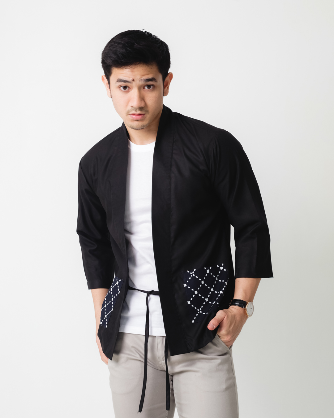 Hako Kimono Black - Men's Outer Batik - by Dgawan.co